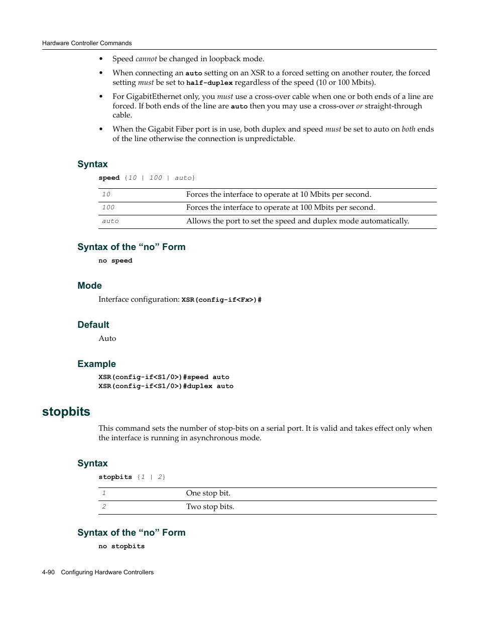 Stopbits | Enterasys Networks X-Pedition XSR CLI User Manual | Page 142 / 684