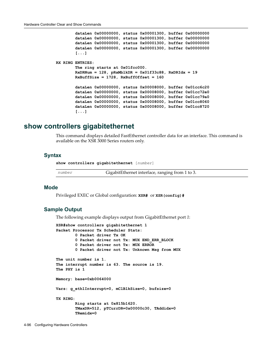 Show controllers gigabitethernet | Enterasys Networks X-Pedition XSR CLI User Manual | Page 148 / 684