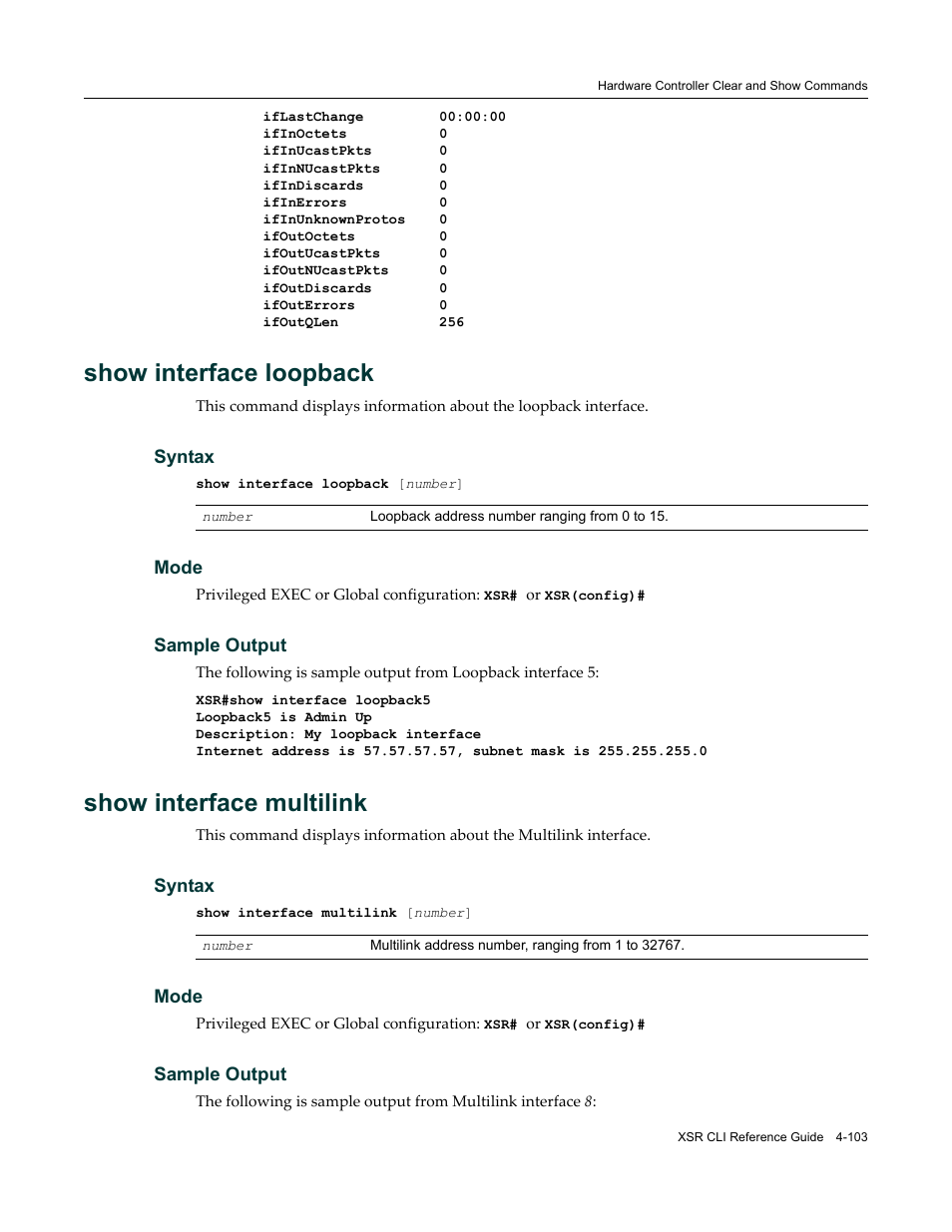 Show interface loopback, Show interface multilink | Enterasys Networks X-Pedition XSR CLI User Manual | Page 155 / 684