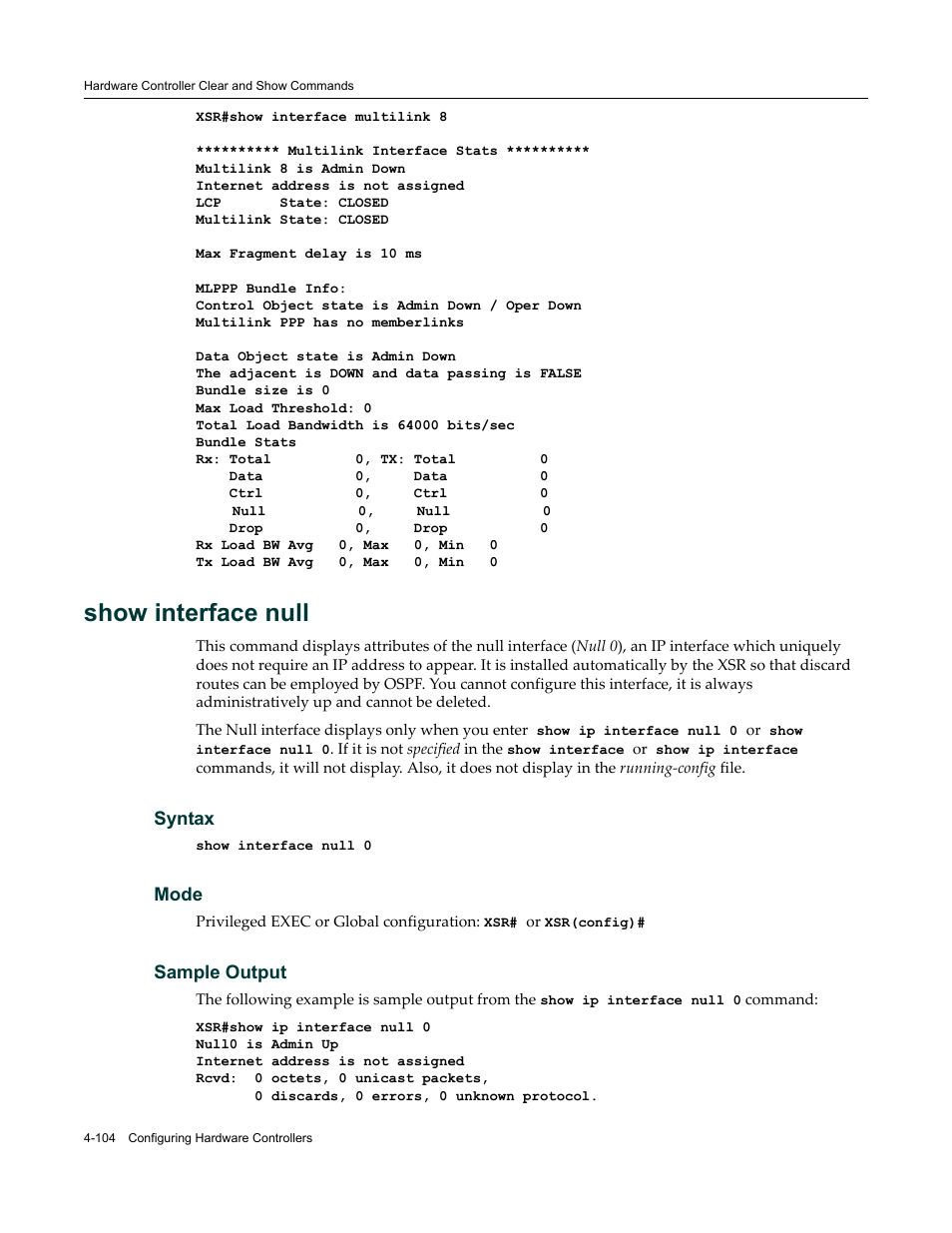 Show interface null | Enterasys Networks X-Pedition XSR CLI User Manual | Page 156 / 684