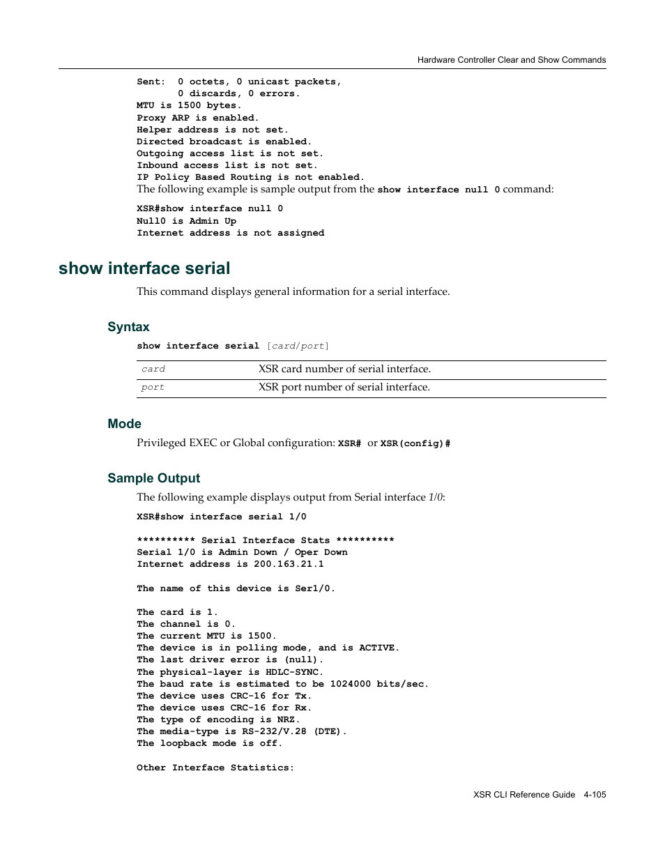 Show interface serial | Enterasys Networks X-Pedition XSR CLI User Manual | Page 157 / 684