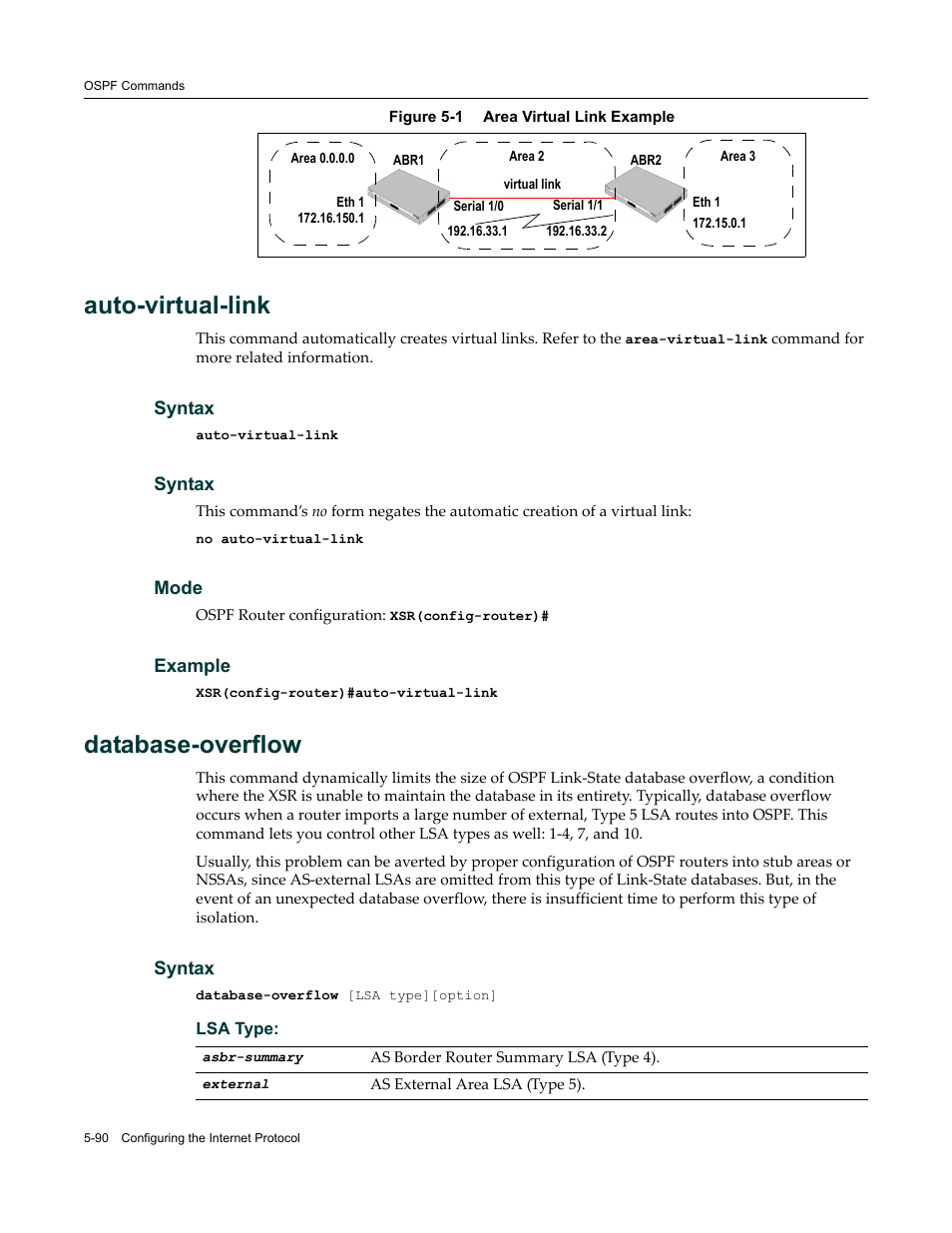 Auto-virtual-link, Database-overflow | Enterasys Networks X-Pedition XSR CLI User Manual | Page 166 / 684