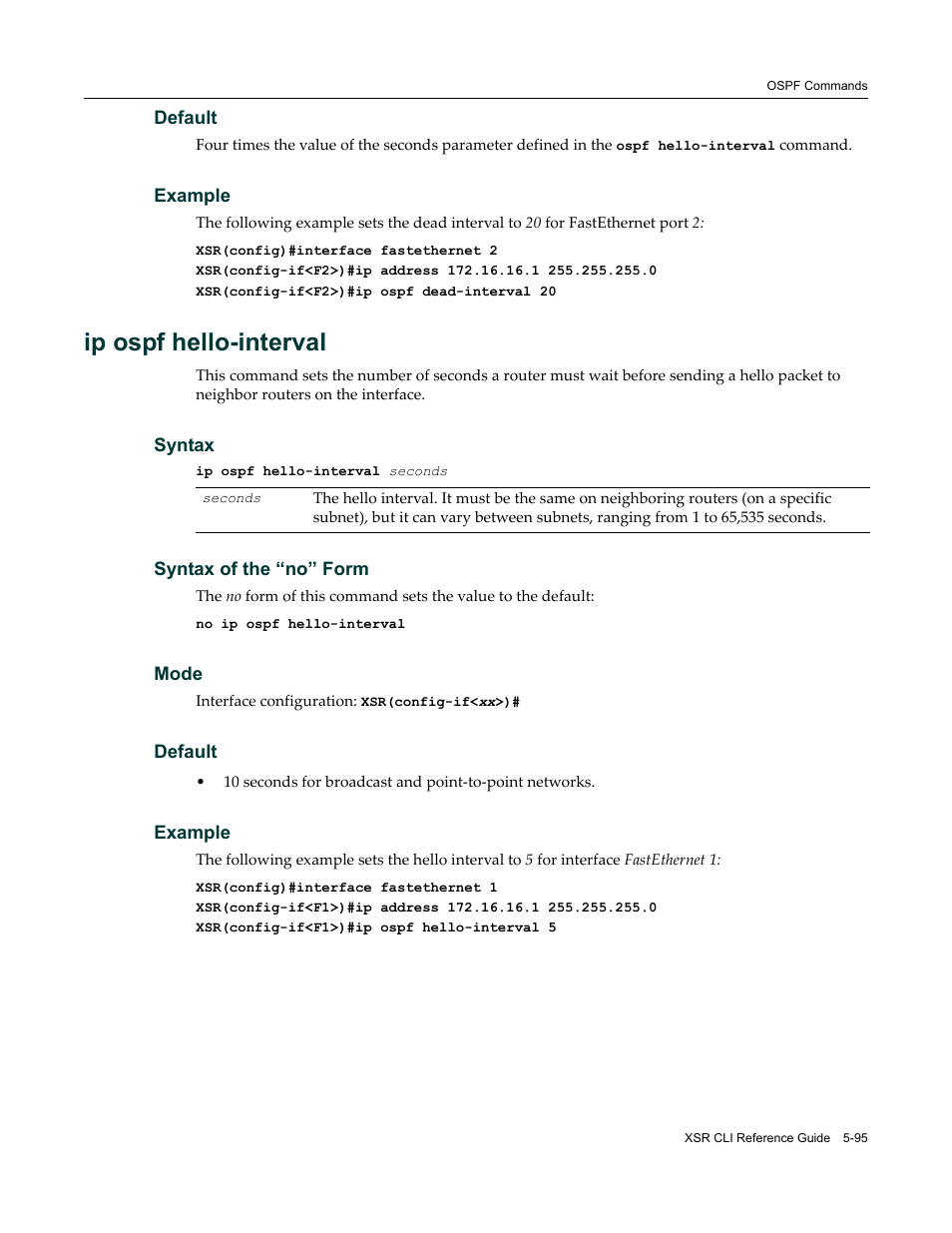 Ip ospf hello-interval | Enterasys Networks X-Pedition XSR CLI User Manual | Page 171 / 684