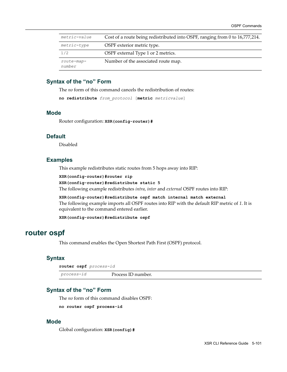 Router ospf | Enterasys Networks X-Pedition XSR CLI User Manual | Page 177 / 684