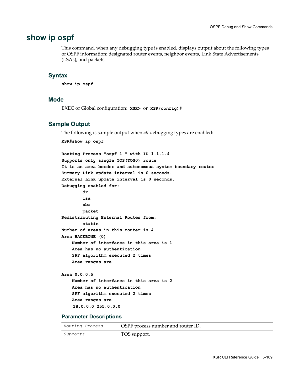 Show ip ospf | Enterasys Networks X-Pedition XSR CLI User Manual | Page 185 / 684