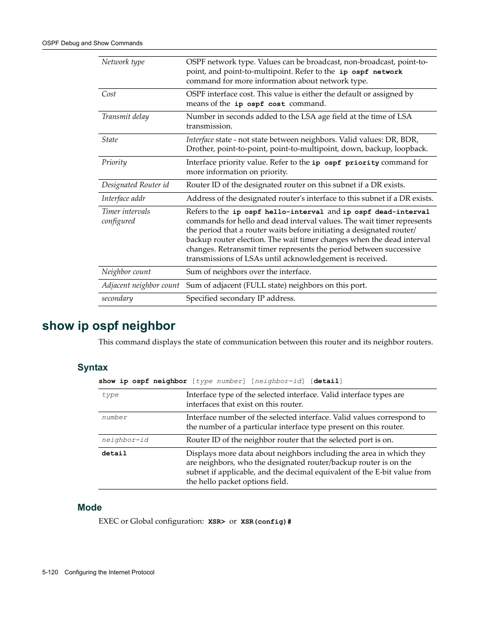 Show ip ospf neighbor | Enterasys Networks X-Pedition XSR CLI User Manual | Page 196 / 684