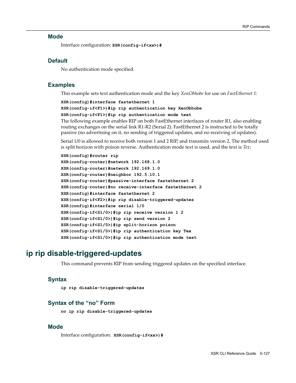 Ip rip disable-triggered-updates | Enterasys Networks X-Pedition XSR CLI User Manual | Page 203 / 684