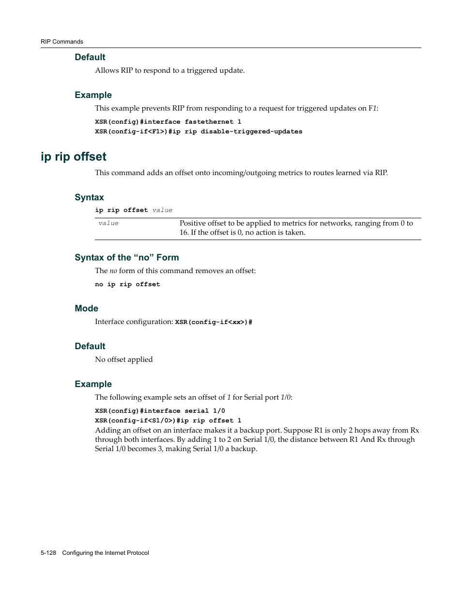 Ip rip offset | Enterasys Networks X-Pedition XSR CLI User Manual | Page 204 / 684