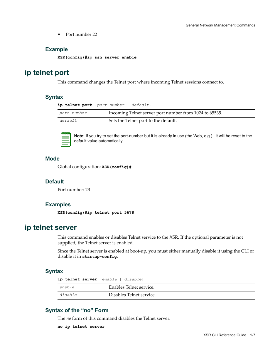 Ip telnet port, Ip telnet server | Enterasys Networks X-Pedition XSR CLI User Manual | Page 21 / 684