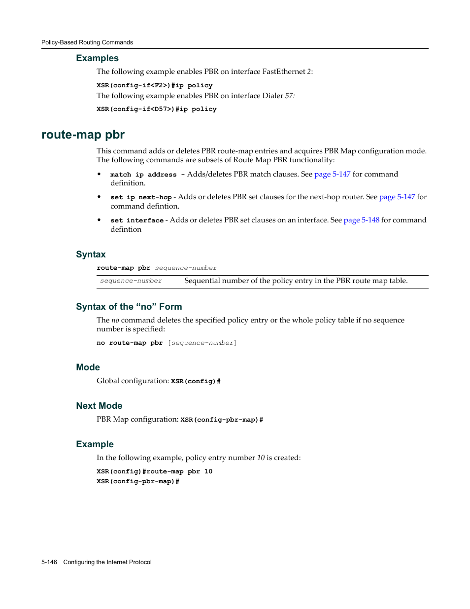 Route-map pbr | Enterasys Networks X-Pedition XSR CLI User Manual | Page 222 / 684