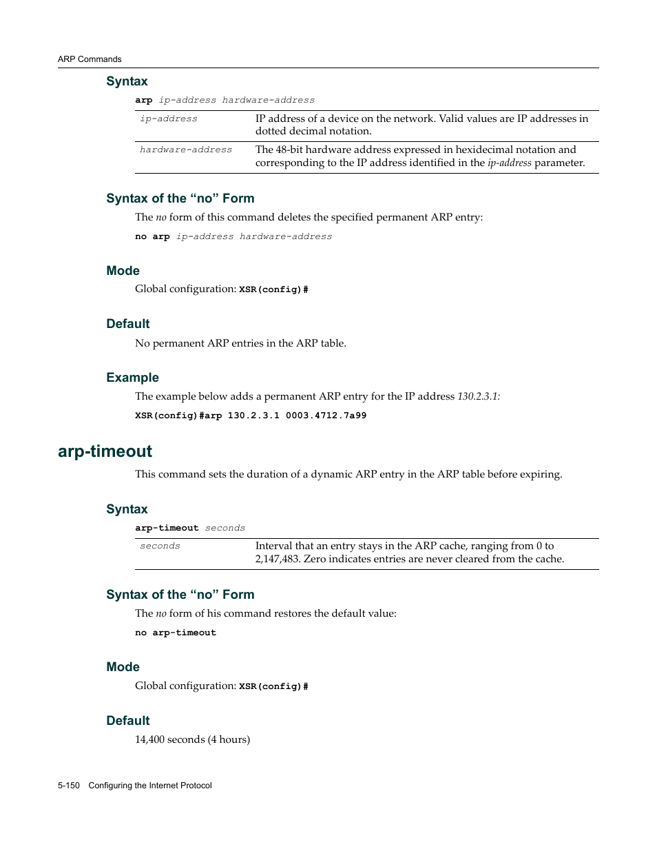 Arp-timeout | Enterasys Networks X-Pedition XSR CLI User Manual | Page 226 / 684