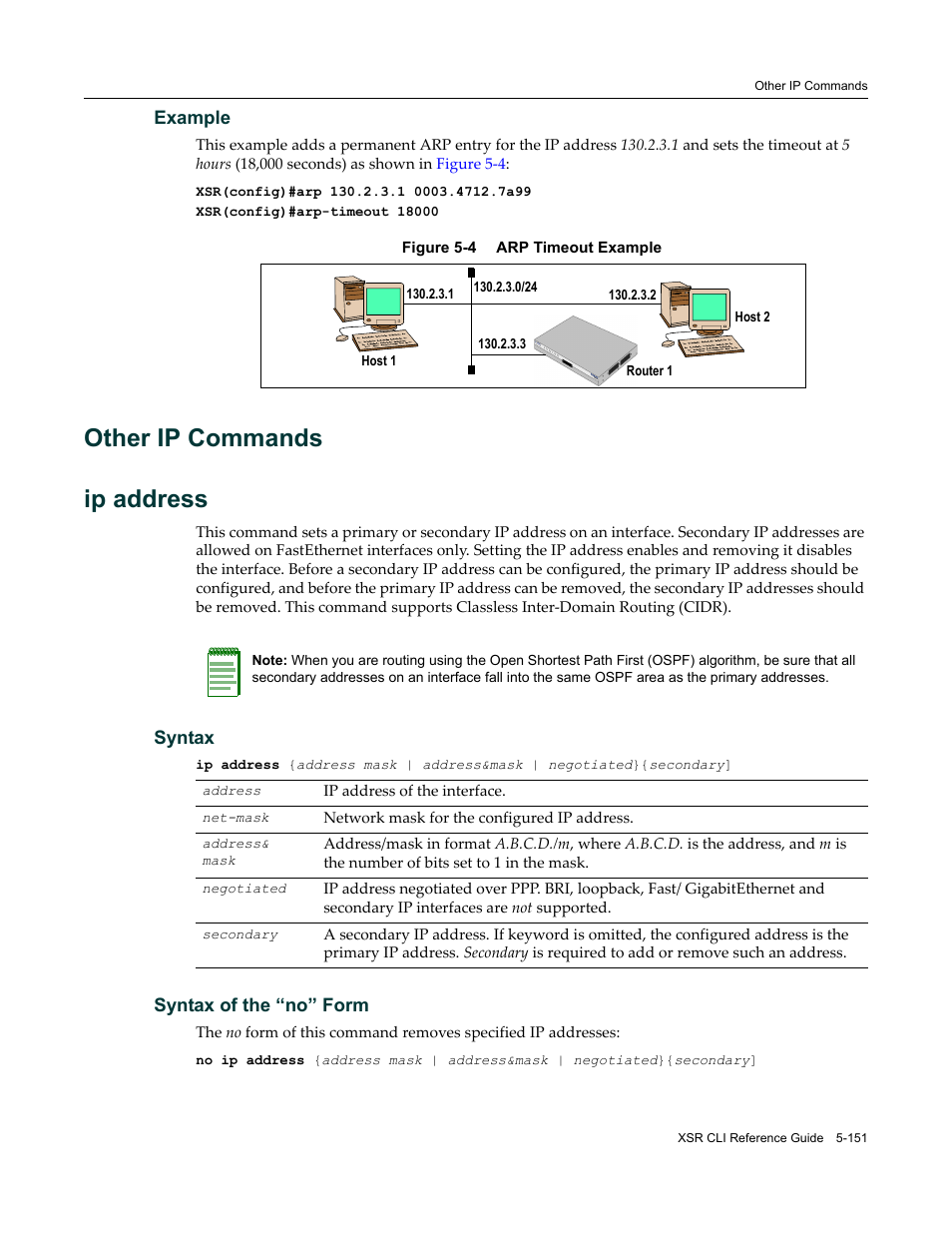 Other ip commands, Other ip commands -151, Other ip commands ip address | Enterasys Networks X-Pedition XSR CLI User Manual | Page 227 / 684