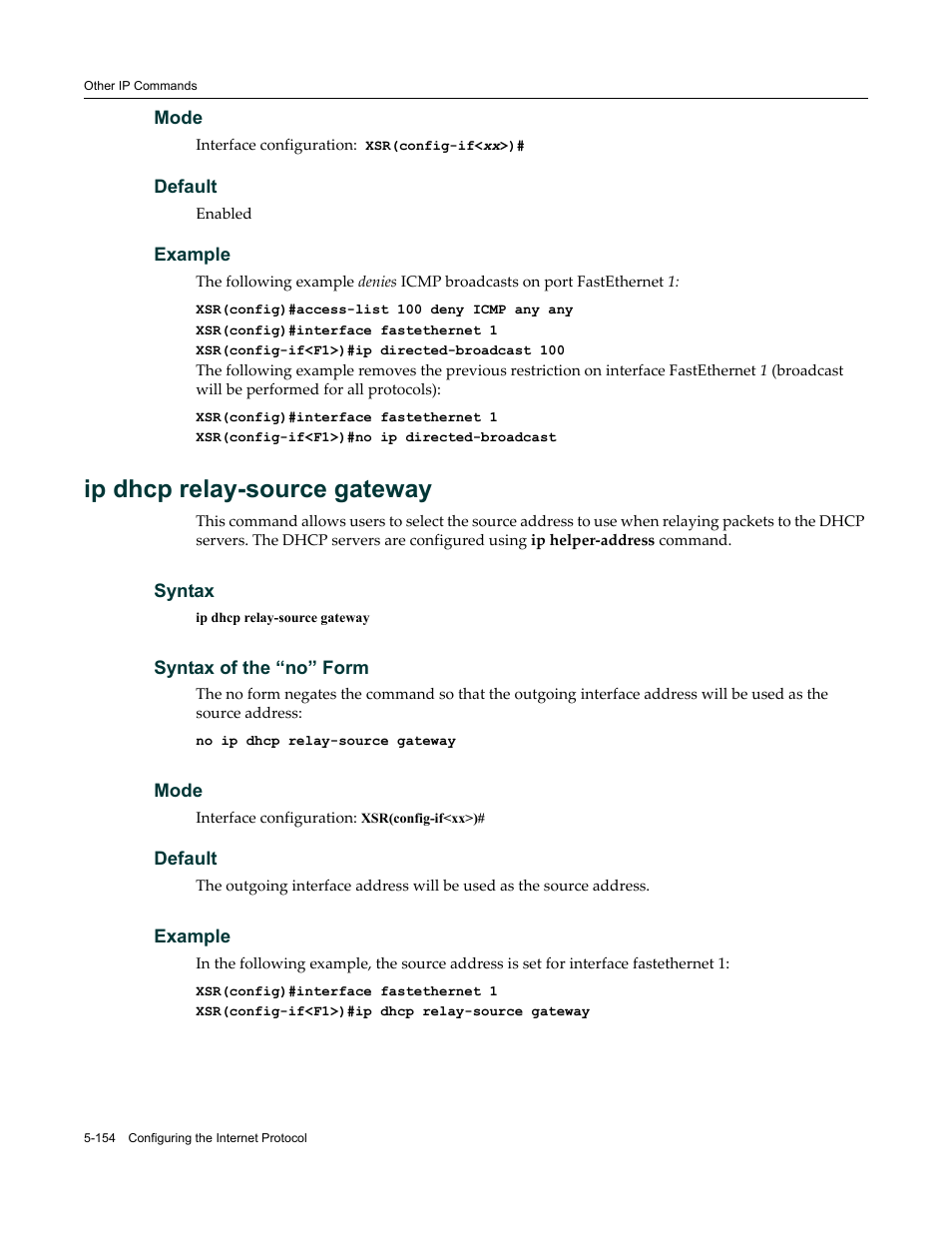 Ip dhcp relay-source gateway | Enterasys Networks X-Pedition XSR CLI User Manual | Page 230 / 684