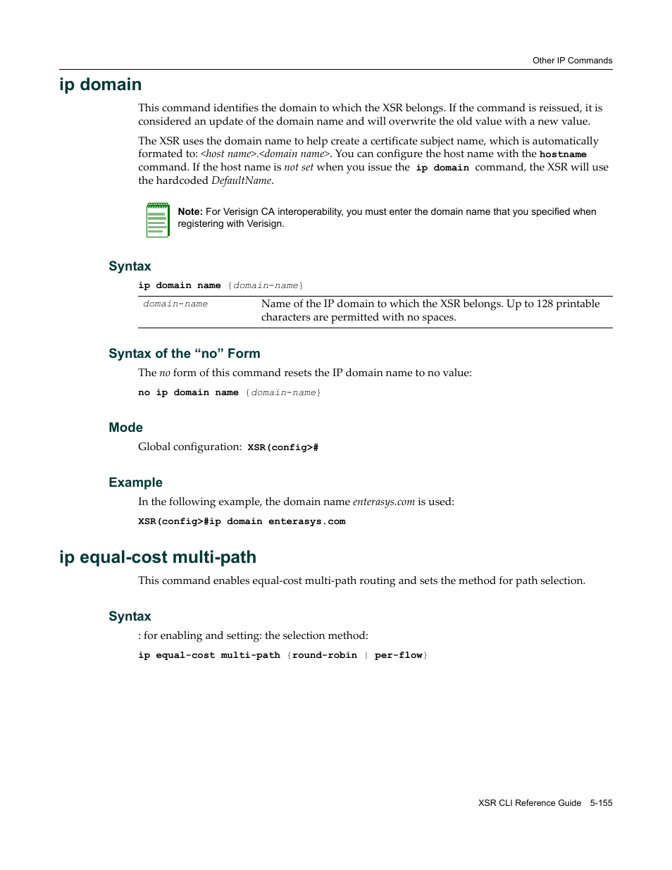 Ip domain, Ip equal-cost multi-path | Enterasys Networks X-Pedition XSR CLI User Manual | Page 231 / 684