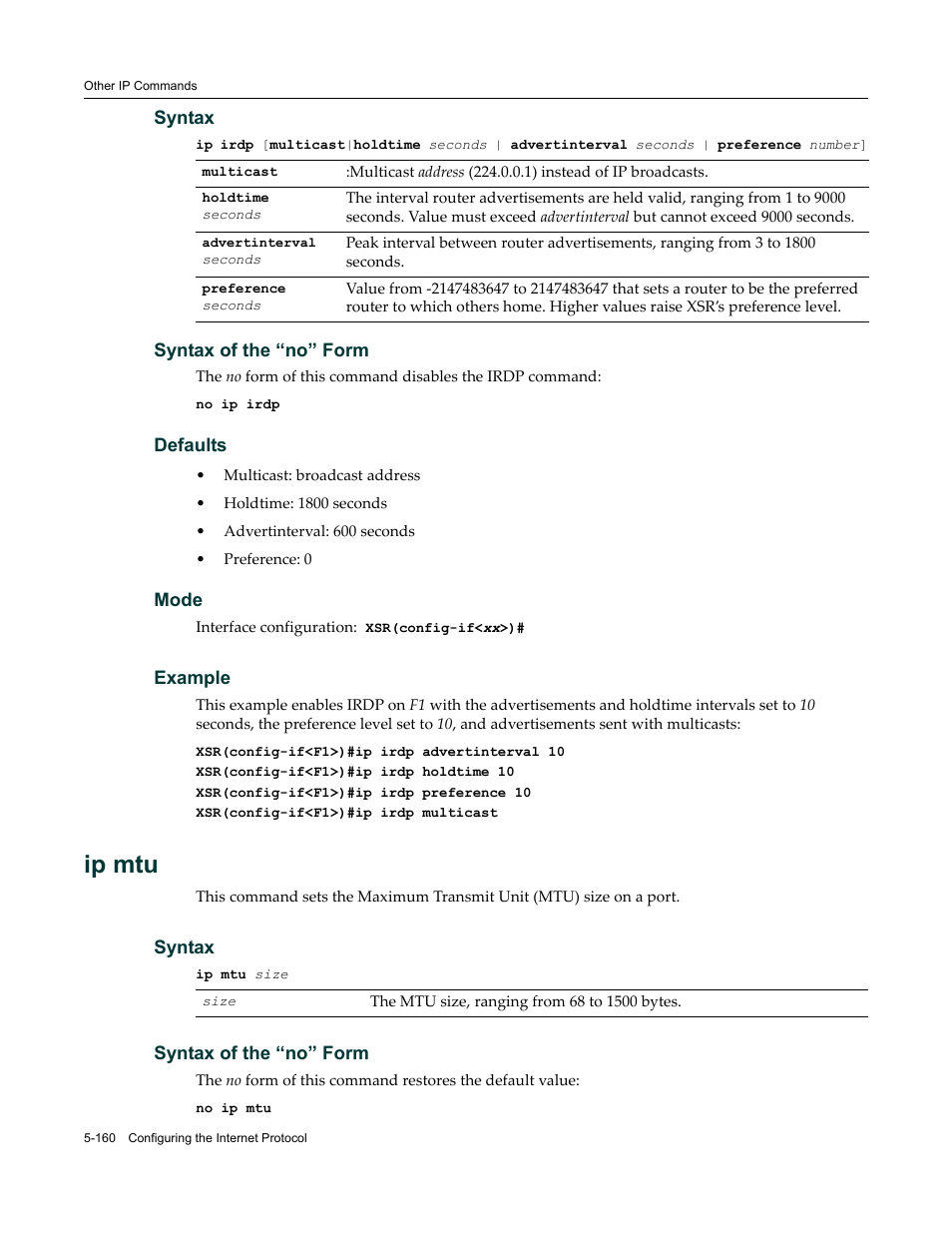 Ip mtu | Enterasys Networks X-Pedition XSR CLI User Manual | Page 236 / 684