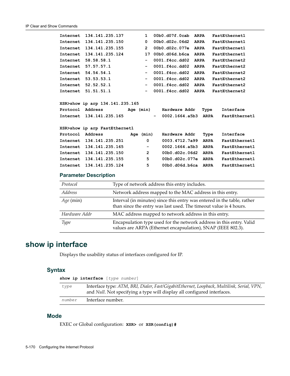 Show ip interface, Syntax, Mode | Enterasys Networks X-Pedition XSR CLI User Manual | Page 246 / 684