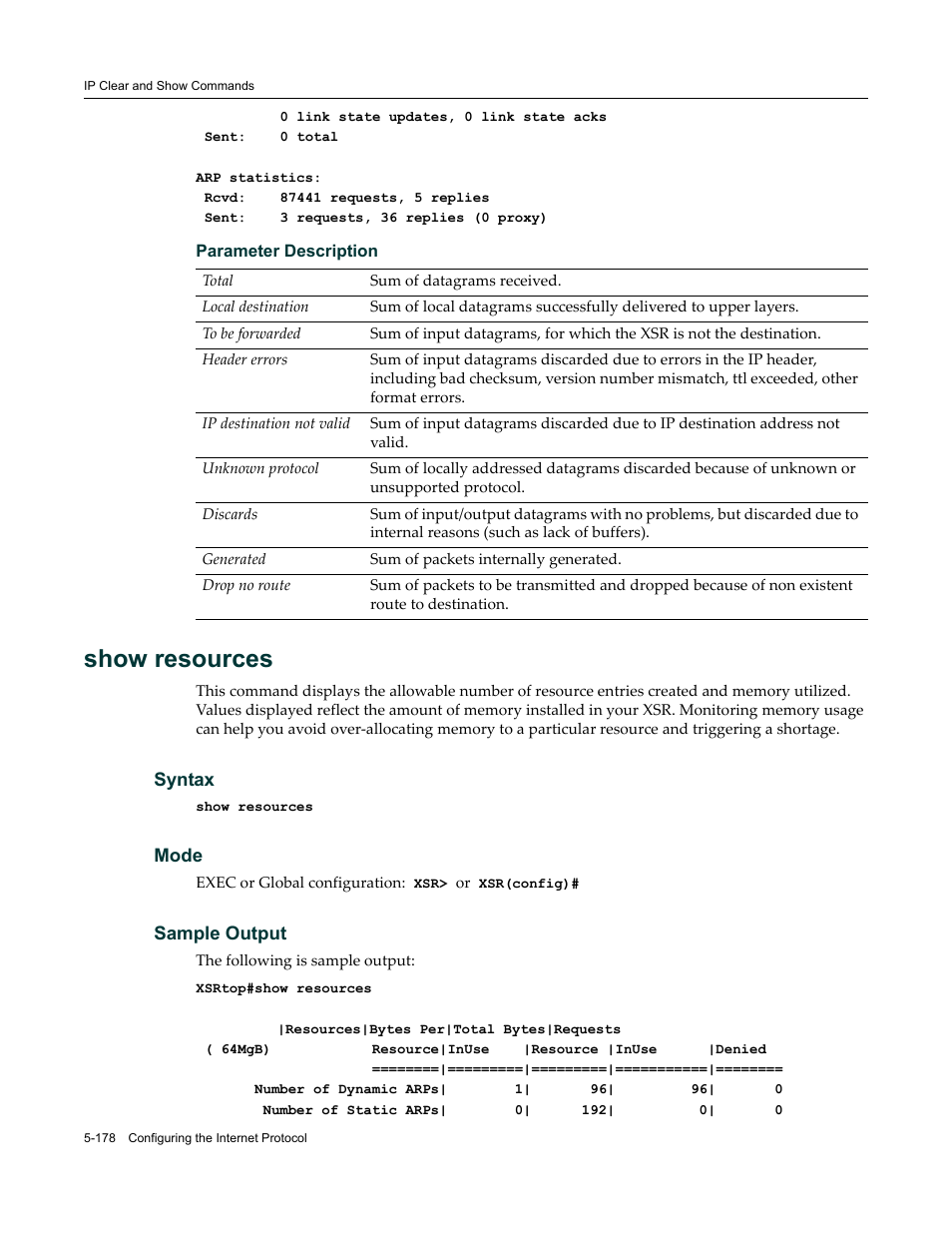Show resources | Enterasys Networks X-Pedition XSR CLI User Manual | Page 254 / 684