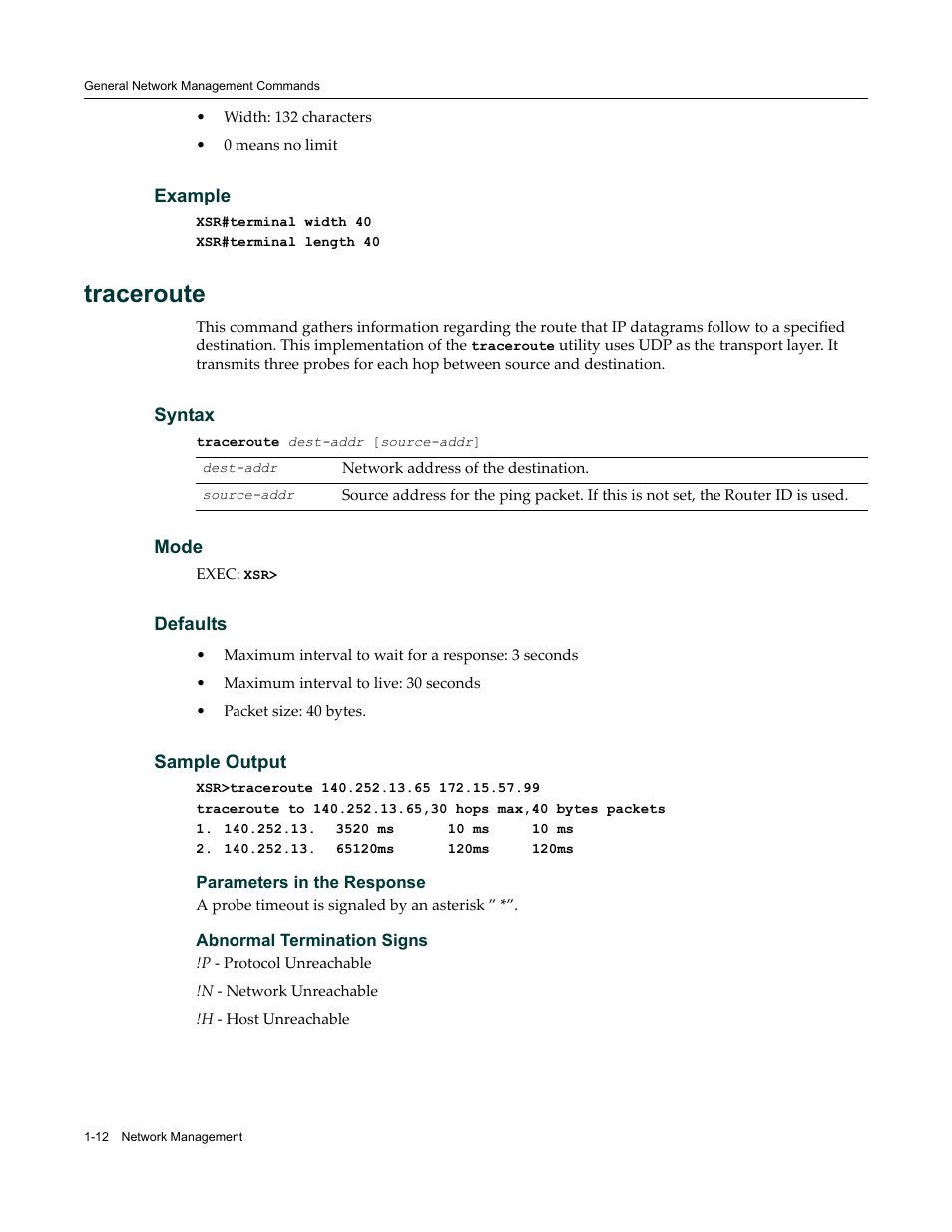 Traceroute | Enterasys Networks X-Pedition XSR CLI User Manual | Page 26 / 684