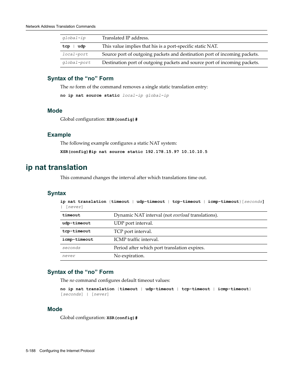 Ip nat translation | Enterasys Networks X-Pedition XSR CLI User Manual | Page 264 / 684