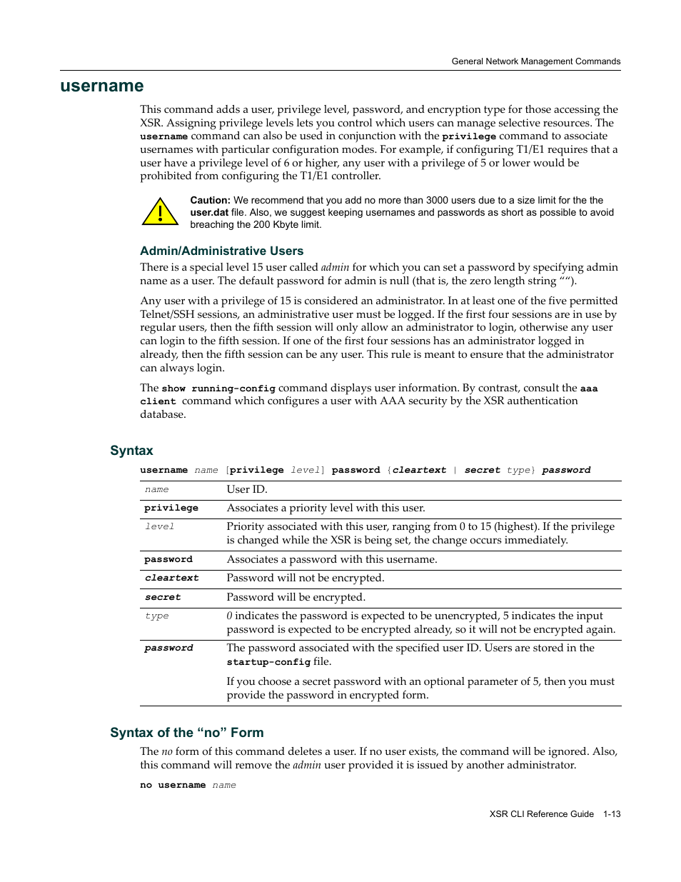 Username | Enterasys Networks X-Pedition XSR CLI User Manual | Page 27 / 684