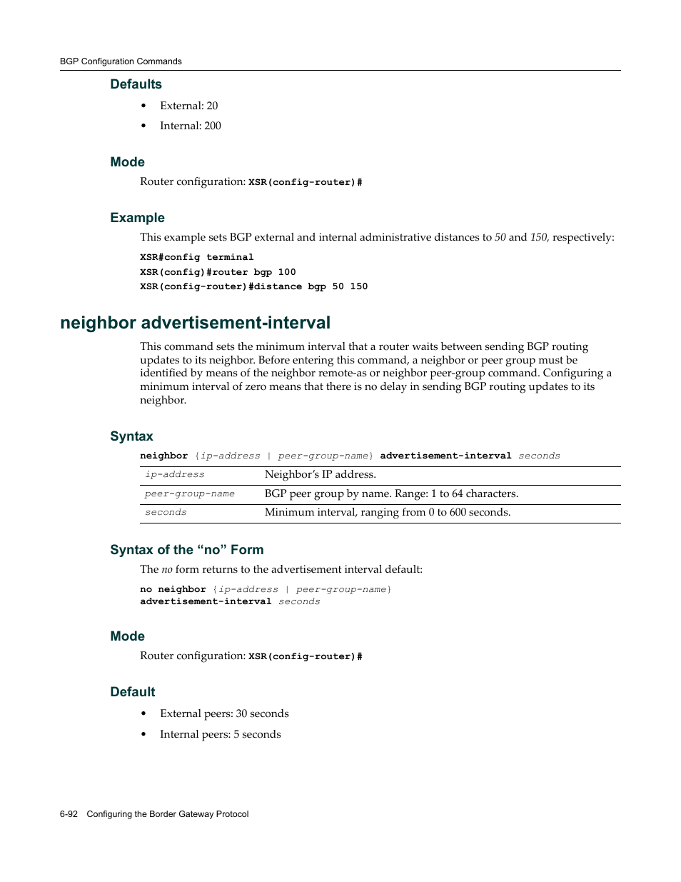 Neighbor advertisement-interval | Enterasys Networks X-Pedition XSR CLI User Manual | Page 288 / 684
