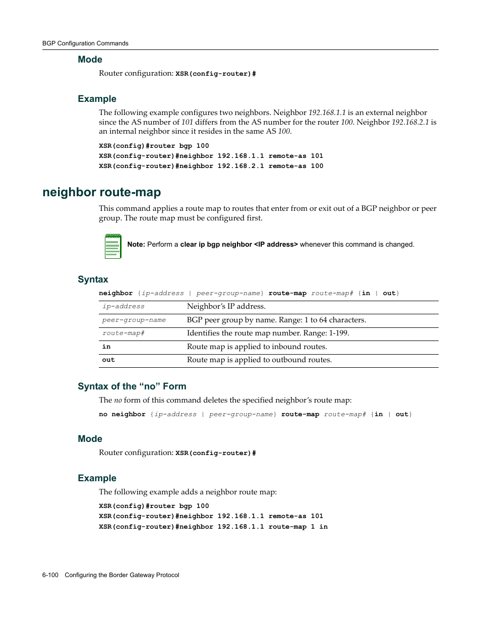 Neighbor route-map | Enterasys Networks X-Pedition XSR CLI User Manual | Page 296 / 684
