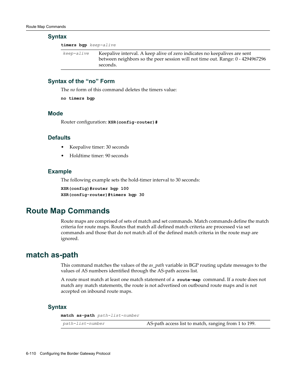 Route map commands, Route map commands -110, Match as-path | Enterasys Networks X-Pedition XSR CLI User Manual | Page 306 / 684