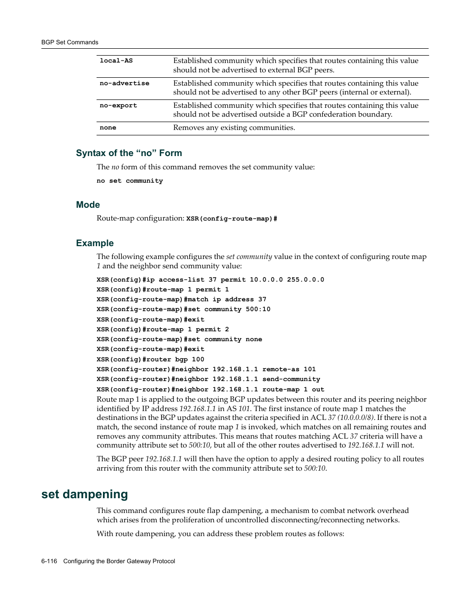 Set dampening | Enterasys Networks X-Pedition XSR CLI User Manual | Page 312 / 684