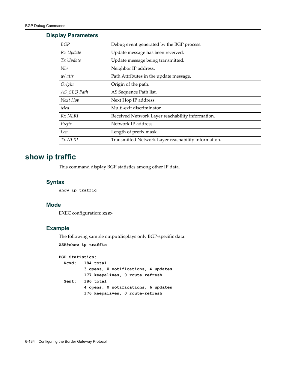 Show ip traffic | Enterasys Networks X-Pedition XSR CLI User Manual | Page 330 / 684