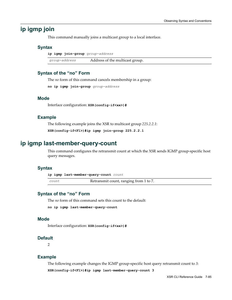 Ip igmp join, Ip igmp last-member-query-count | Enterasys Networks X-Pedition XSR CLI User Manual | Page 333 / 684