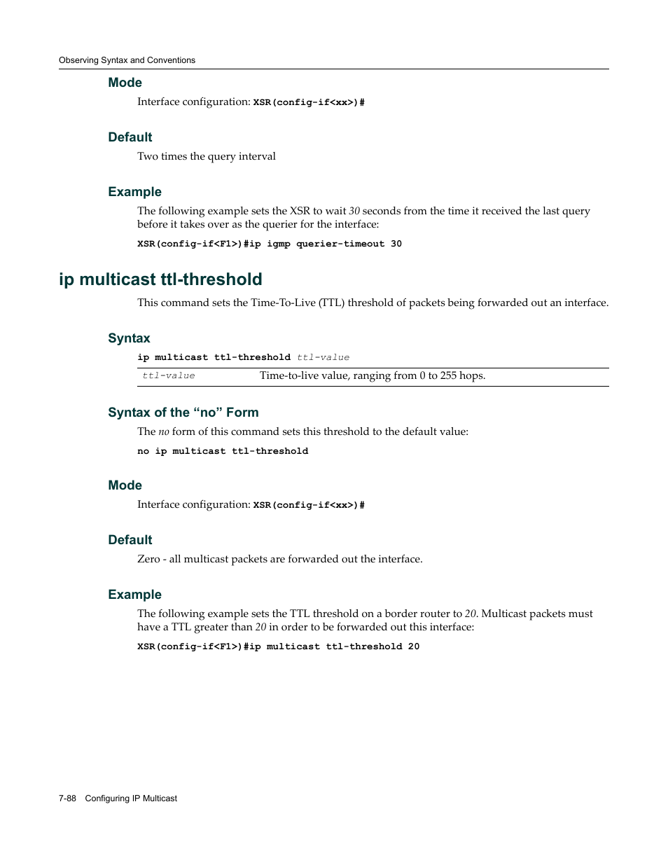 Ip multicast ttl-threshold | Enterasys Networks X-Pedition XSR CLI User Manual | Page 336 / 684