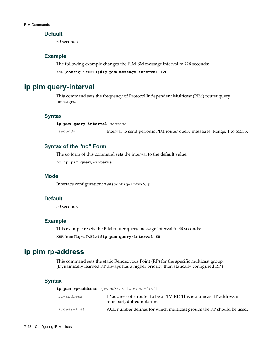 Ip pim query-interval, Ip pim rp-address | Enterasys Networks X-Pedition XSR CLI User Manual | Page 340 / 684