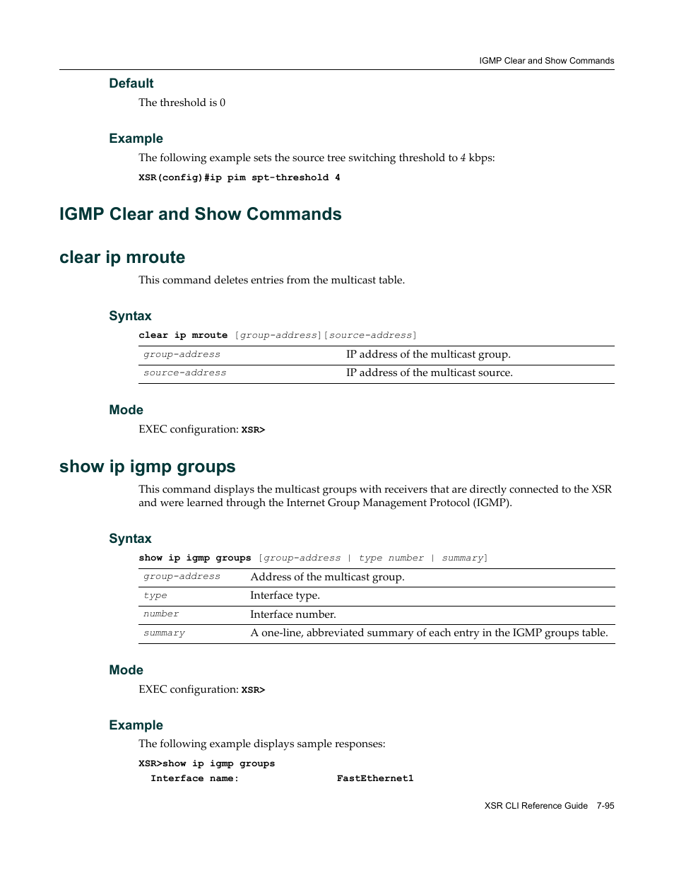 Igmp clear and show commands, Igmp clear and show commands -95, Igmp clear and show commands clear ip mroute | Show ip igmp groups | Enterasys Networks X-Pedition XSR CLI User Manual | Page 343 / 684