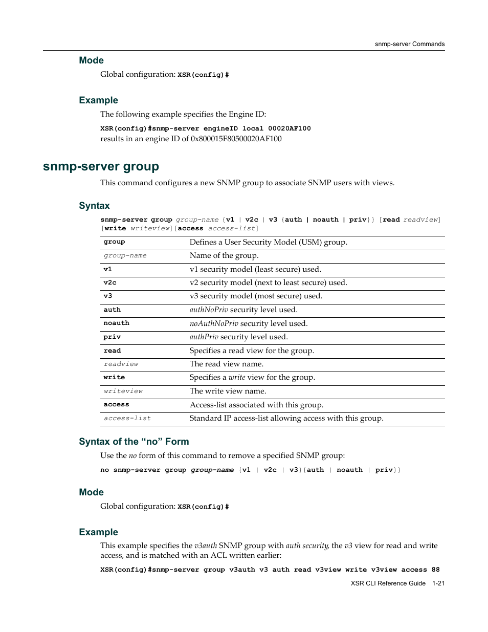 Snmp-server group | Enterasys Networks X-Pedition XSR CLI User Manual | Page 35 / 684