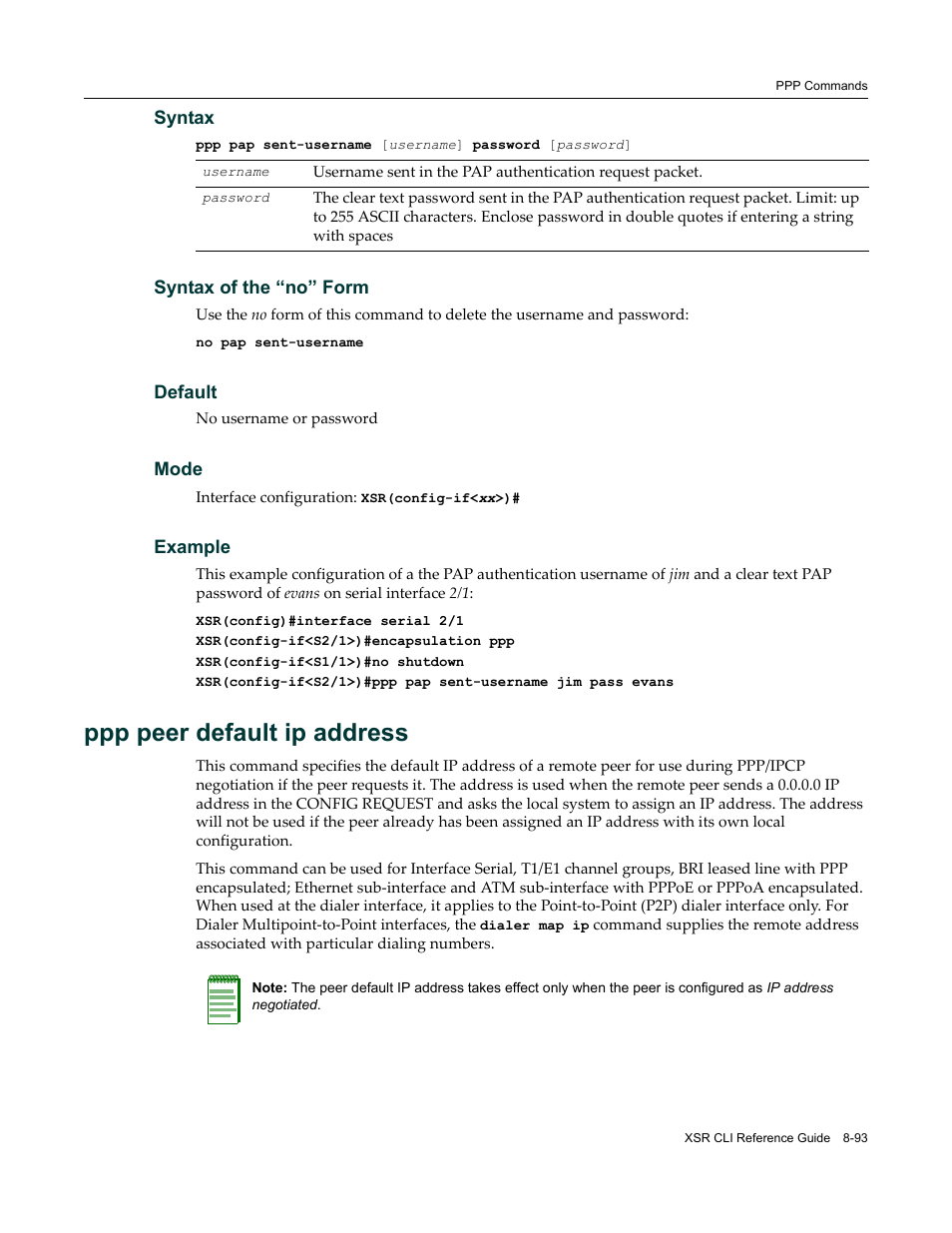 Ppp peer default ip address | Enterasys Networks X-Pedition XSR CLI User Manual | Page 363 / 684