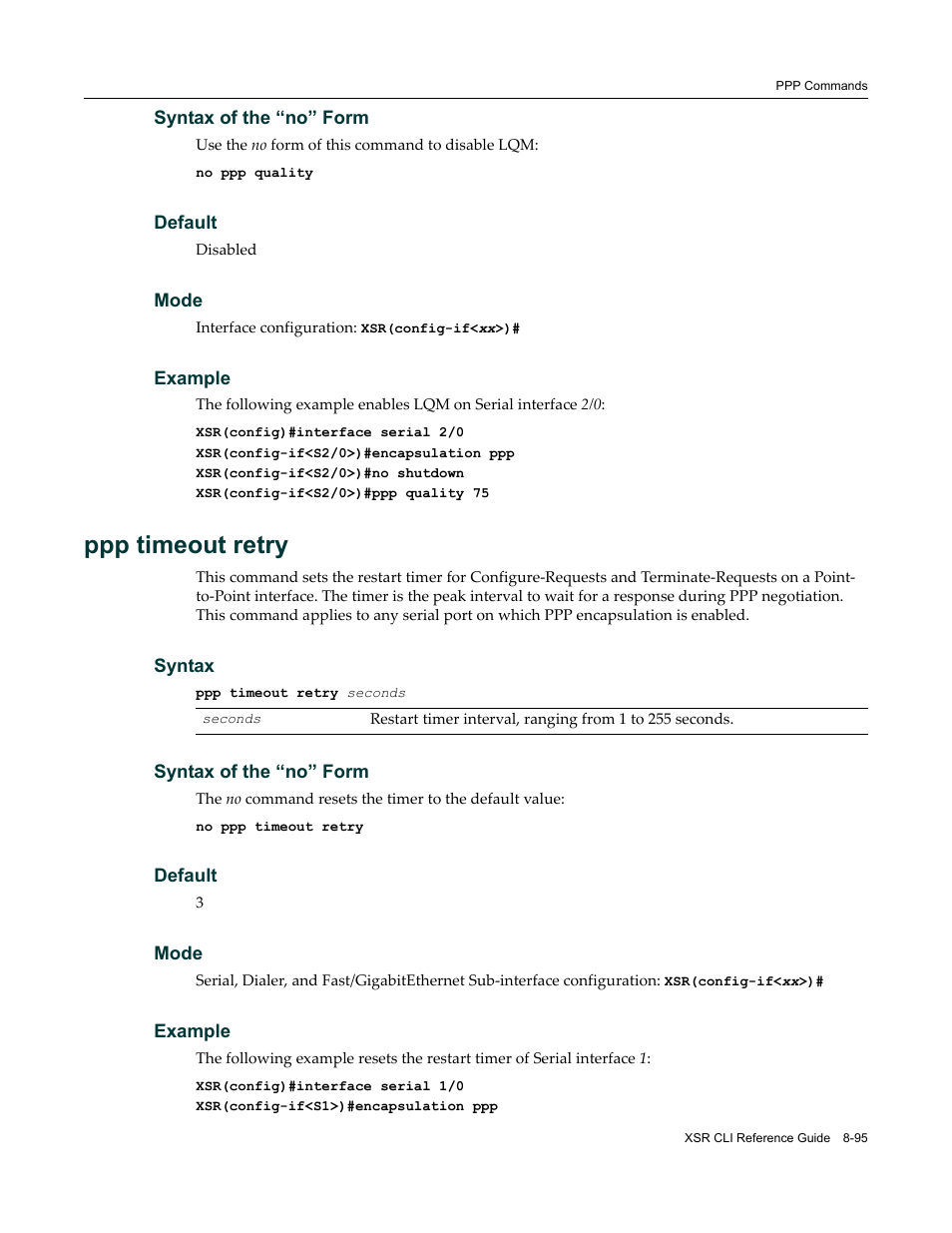 Ppp timeout retry | Enterasys Networks X-Pedition XSR CLI User Manual | Page 365 / 684