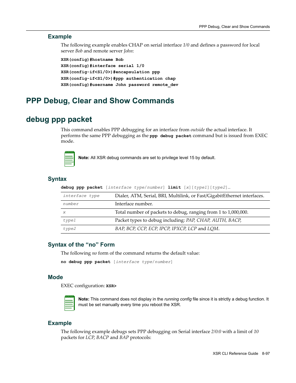 Ppp debug, clear and show commands, Ppp debug, clear and show commands -97 | Enterasys Networks X-Pedition XSR CLI User Manual | Page 367 / 684