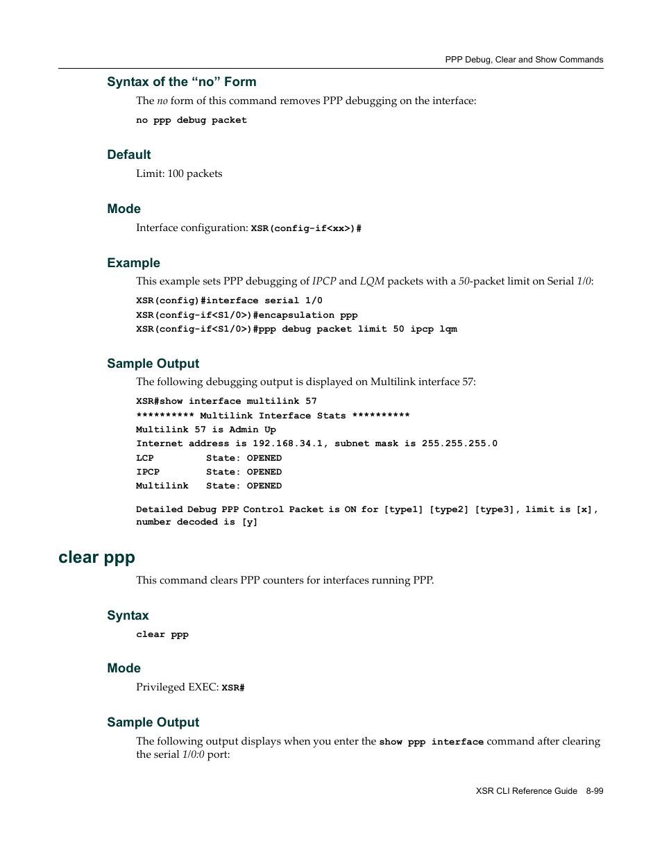 Clear ppp | Enterasys Networks X-Pedition XSR CLI User Manual | Page 369 / 684