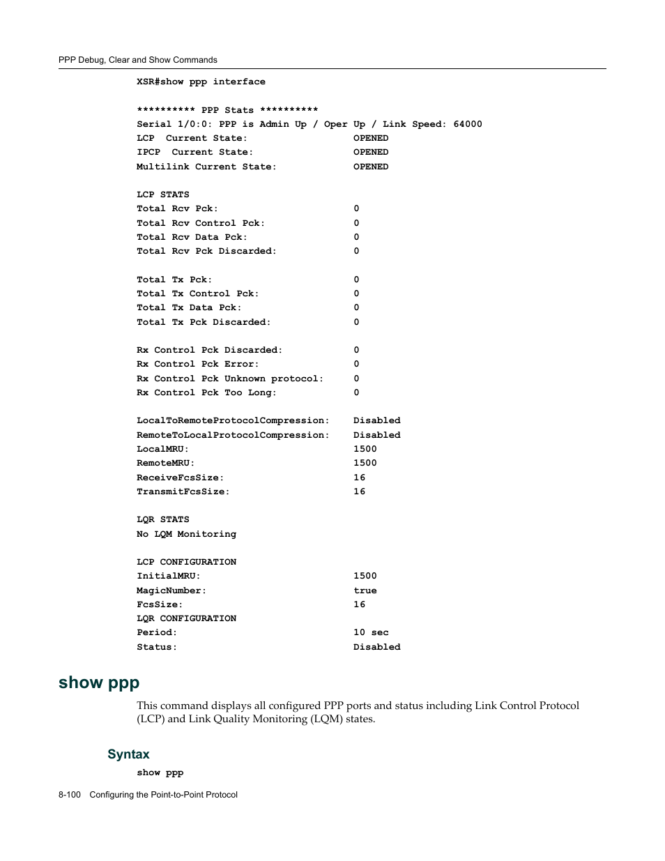 Show ppp | Enterasys Networks X-Pedition XSR CLI User Manual | Page 370 / 684