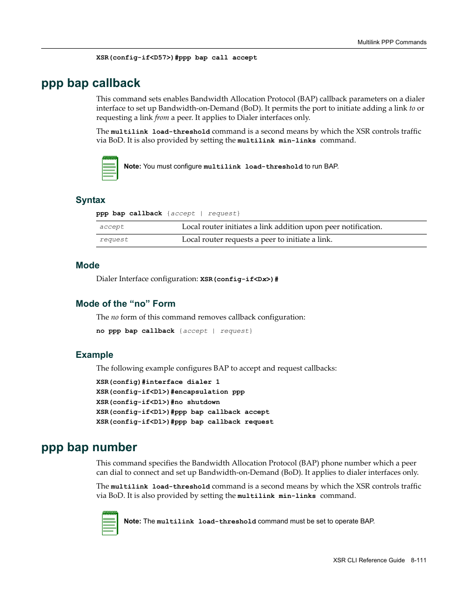 Ppp bap callback, Ppp bap number | Enterasys Networks X-Pedition XSR CLI User Manual | Page 381 / 684