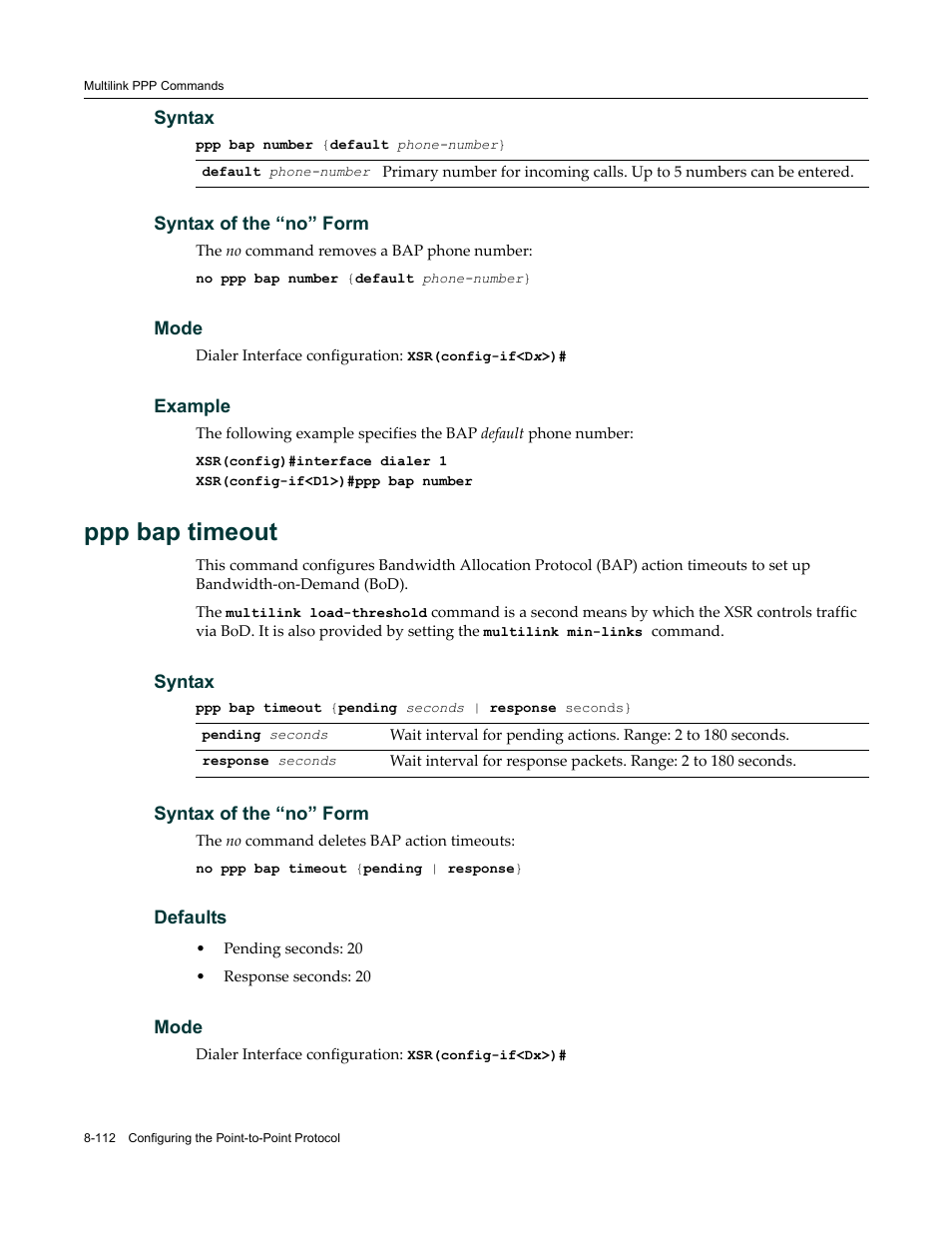 Ppp bap timeout | Enterasys Networks X-Pedition XSR CLI User Manual | Page 382 / 684