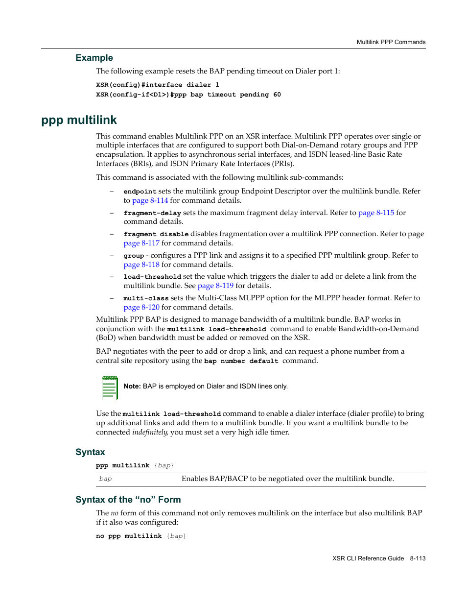 Ppp multilink | Enterasys Networks X-Pedition XSR CLI User Manual | Page 383 / 684