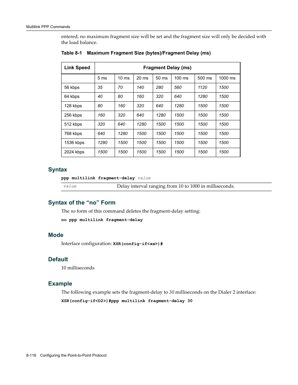 Syntax, Syntax of the “no” form, Mode | Default, Example | Enterasys Networks X-Pedition XSR CLI User Manual | Page 386 / 684