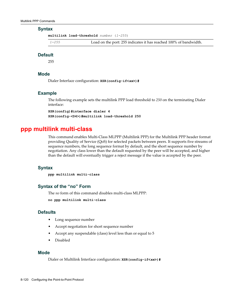 Ppp multilink multi-class | Enterasys Networks X-Pedition XSR CLI User Manual | Page 390 / 684