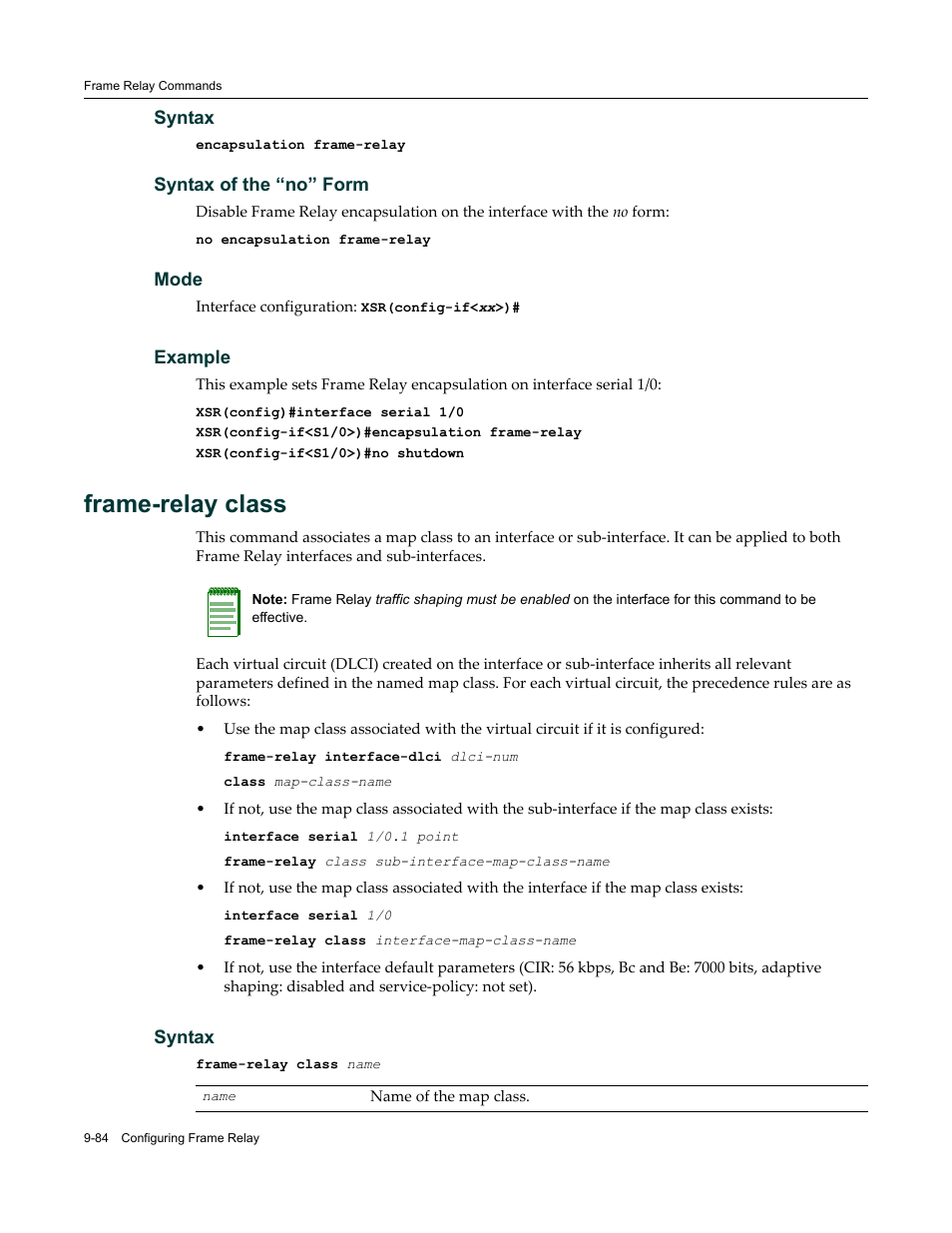 Frame-relay class | Enterasys Networks X-Pedition XSR CLI User Manual | Page 408 / 684