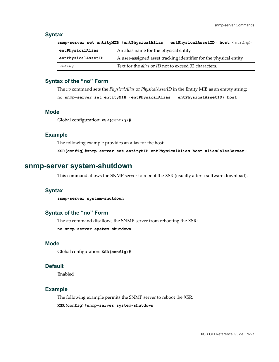 Snmp-server system-shutdown | Enterasys Networks X-Pedition XSR CLI User Manual | Page 41 / 684