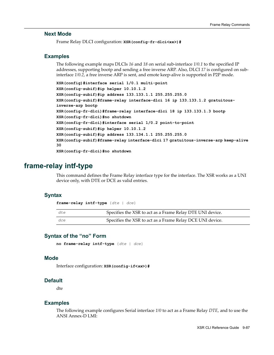 Frame-relay intf-type | Enterasys Networks X-Pedition XSR CLI User Manual | Page 411 / 684