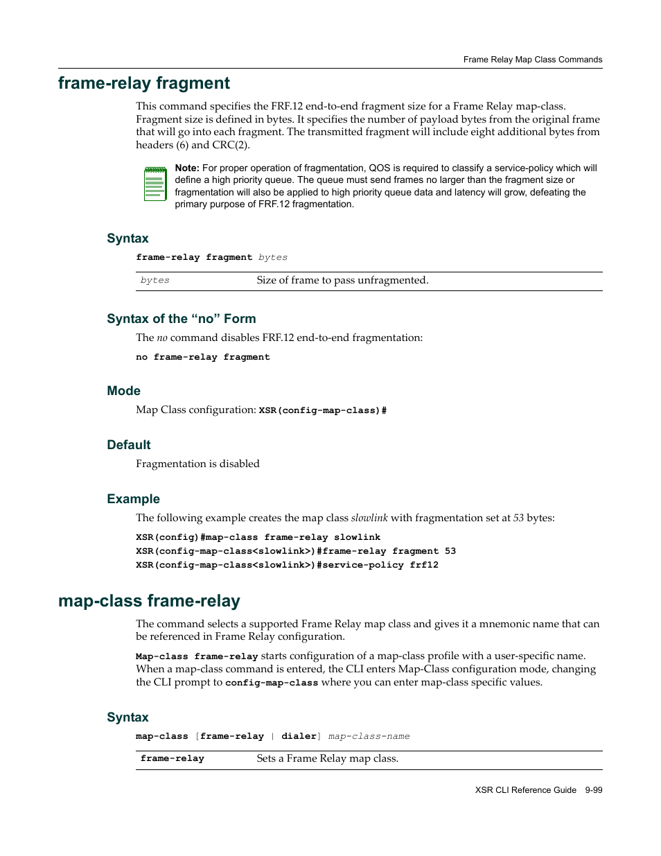 Frame-relay fragment, Map-class frame-relay | Enterasys Networks X-Pedition XSR CLI User Manual | Page 423 / 684