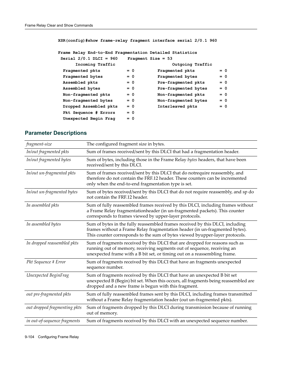 Parameter descriptions | Enterasys Networks X-Pedition XSR CLI User Manual | Page 428 / 684