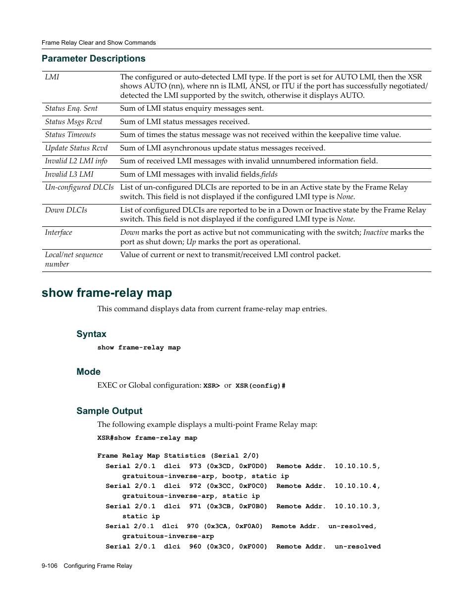 Show frame-relay map | Enterasys Networks X-Pedition XSR CLI User Manual | Page 430 / 684